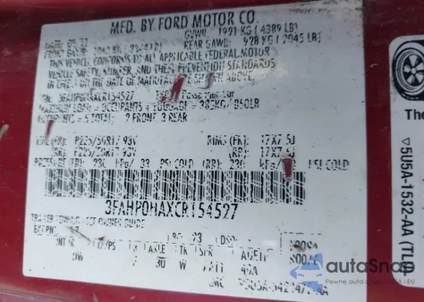 2012 Ford Fusion Se z USA, uszkodzony, nr VIN 3FAHP0HAXCR154527